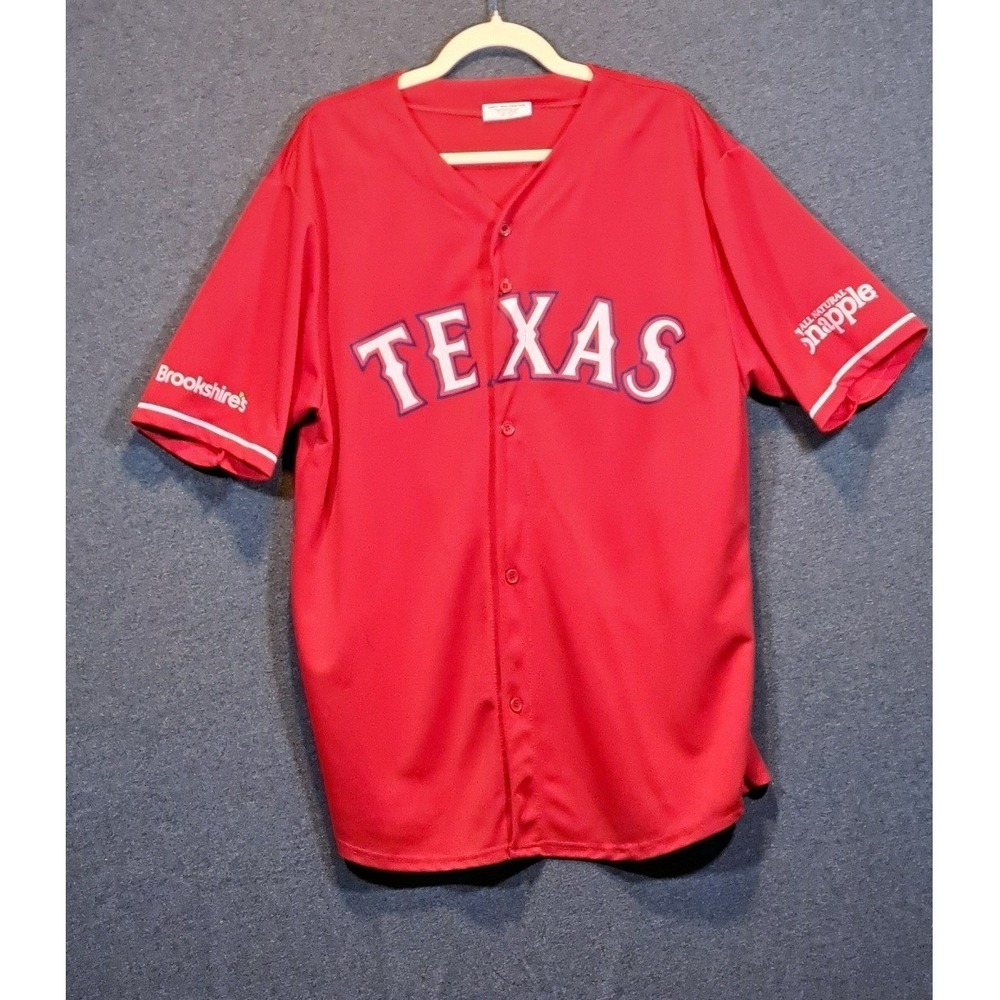 Match Up‎ Texas Fielder 84 Baseball Jersey Mens XL Red Snapple Brookshires Promo